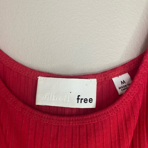 Wilfred Free | Aritzia Red Ribbed Murdock Midi Dress Size Medium - Picture 5 of 6